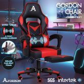 ALFORDSON Gaming Chair with Lumbar Massage Racing Office Gordon - Black & Red