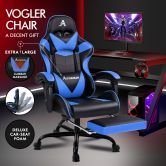 ALFORDSON Gaming Chair Office Executive Racing Footrest Seat PU Leather Blue