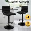 ALFORDSON 4x Bar Stools Ruel Kitchen Swivel Chair Leather Gas Lift ALL BLACK