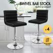 ALFORDSON 4x Bar Stools Ruel Kitchen Swivel Chair Leather Gas Lift BLACK