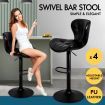 ALFORDSON 4x Bar Stools Luna Kitchen Swivel chair Leather Gas lift BLACK