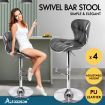 ALFORDSON 4x Bar Stools Luna Kitchen Swivel Chair Leather Gas Lift GREY