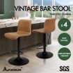 ALFORDSON 4x Bar Stools Remy Kitchen Gas Lift Swivel Chair Vintage Leather BROWN