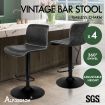 ALFORDSON 4x Bar Stools Remy Kitchen Gas Lift Swivel Chair Vintage Leather Dark Grey