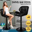 ALFORDSON 4x Bar Stools Willa Kitchen Gas Lift Swivel Chair Leather ALL BLACK