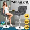 ALFORDSON 4x Bar Stools Willa Kitchen Gas Lift Swivel Chair Leather GREY