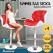 ALFORDSON 4x Bar Stools Willa Kitchen Gas Lift Swivel Chair Leather RED And WHITE