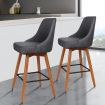 ALFORDSON 4x Wooden Bar Stools Ella Kitchen Dining Chair Swivel DARK GREY