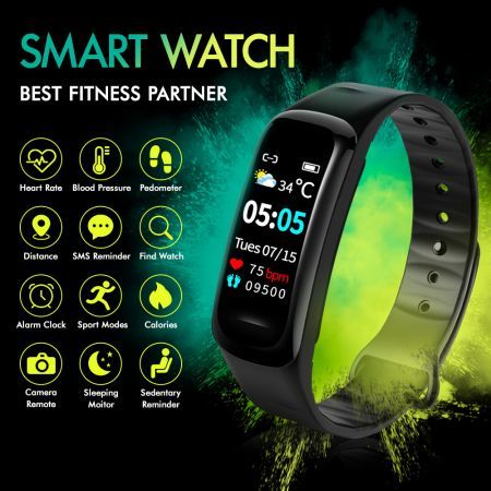 BLACK LORD Bluetooth Smart Bracelet Heart Rate Monitor Smart Watch Pedometer Model - Koppa X96