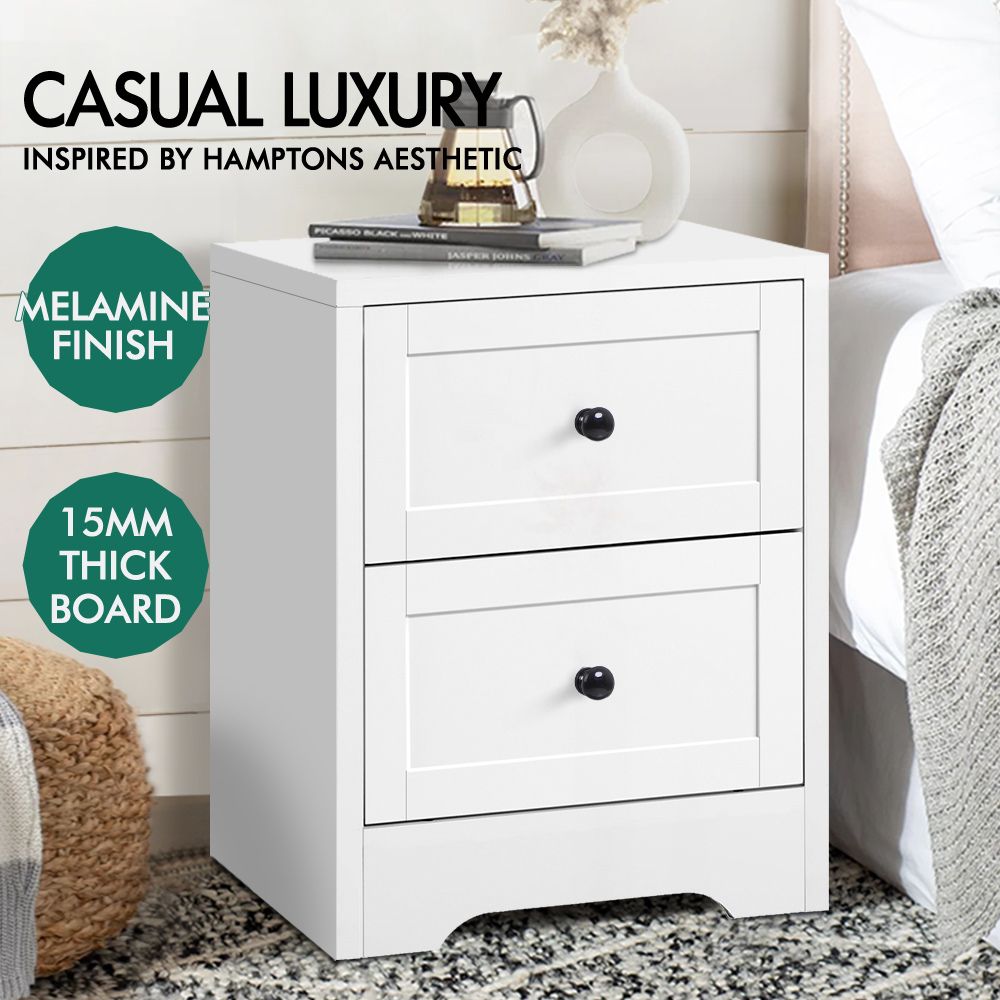 ALFORDSON Bedside Table Hamptons Nightstand Storage Side End Cabinet White