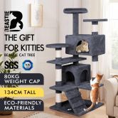 Beastie Cat Tree Scratching Post Scratcher Tower Condo House Furniture Wood 132
