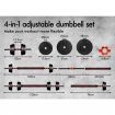 BLACK LORD 40kg Dumbbell Set 4in1 Adjustable Barbell Weight Home Gym Fitness