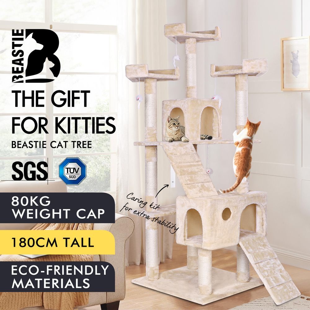 Beastie Cat Tree Scratching Post Scratcher Tower Condo House Furniture Wood 180