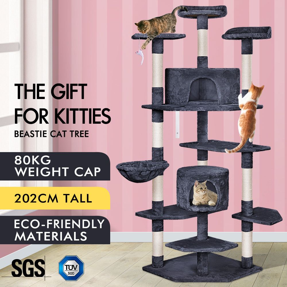 Beastie Cat Tree Scratching Post Scratcher Tower Condo House Furniture Wood 202