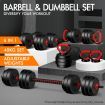 BLACK LORD 40kg Dumbbell Set 7in1 Adjustable Barbell Kettlebell Home Gym Fitness