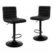 ALFORDSON 2x Bar Stools Ruel Kitchen Swivel Chair Leather Gas Lift ALL BLACK