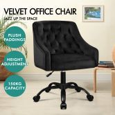 ALFORDSON Velvet Office Chair Computer Swivel Armchair Work Adult Kids Black