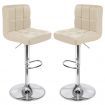 ALFORDSON 2x Bar Stools Ralph Kitchen Swivel Chair Leather Gas Lift BEIGE