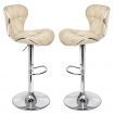 ALFORDSON 2x Bar Stools Luna Kitchen Swivel chair Leather Gas lift BEIGE