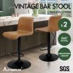 ALFORDSON 2x Bar Stools Remy Kitchen Gas Lift Swivel Chair Vintage Leather BROWN