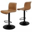 ALFORDSON 2x Bar Stools Remy Kitchen Gas Lift Swivel Chair Vintage Leather BROWN