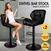 ALFORDSON 2x Bar Stools Willa Kitchen Gas Lift Swivel Chair Leather BLACK