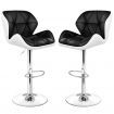 ALFORDSON 2x Bar Stools Willa Kitchen Gas Lift Swivel Chair Leather BLACK and WHITE