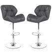 ALFORDSON 2x Bar Stools Willa Kitchen Gas Lift Swivel Chair Leather GREY