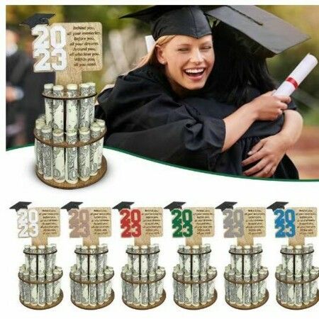 2023 Graduation Gift Moneys Holder Creatives Congrats Grad Holder Figurines Graduation Tiered Cake Miniatures Color White