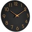 Wall Clock,Silent Non-Ticking 10 Inch Wall Clocks Battery Operated,Modern Style Wooden Clock Decorative for Kitchen,Home,Bedrooms,Office (10Inch Black)