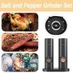 Electric Salt Pepper Grinder with Storage Base Adjustable Roughness Automatic Electronic Spice Grinder(Black)