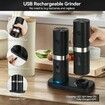 Electric Salt Pepper Grinder Set Mill Refillable with Rechargeable Base 2 Adjustable Coarseness Mills LED Light