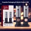 Electric Salt and Pepper Grinder Set W/USB Rechargeable Base Automatic Powered Spice Mill Shakers Refillable LED Light