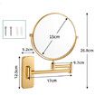 5X Magnifition Wall Mounted Makeup Mirror, 8 inch Brass Round Double Sided Magnifying Shaving Mirror Golden Colour