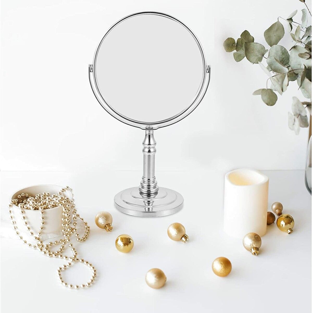 10X Megnifigation Tabletop Vanity Mirror Metal Rotating Mirror for Desk Dresser Beauty Cosmetic