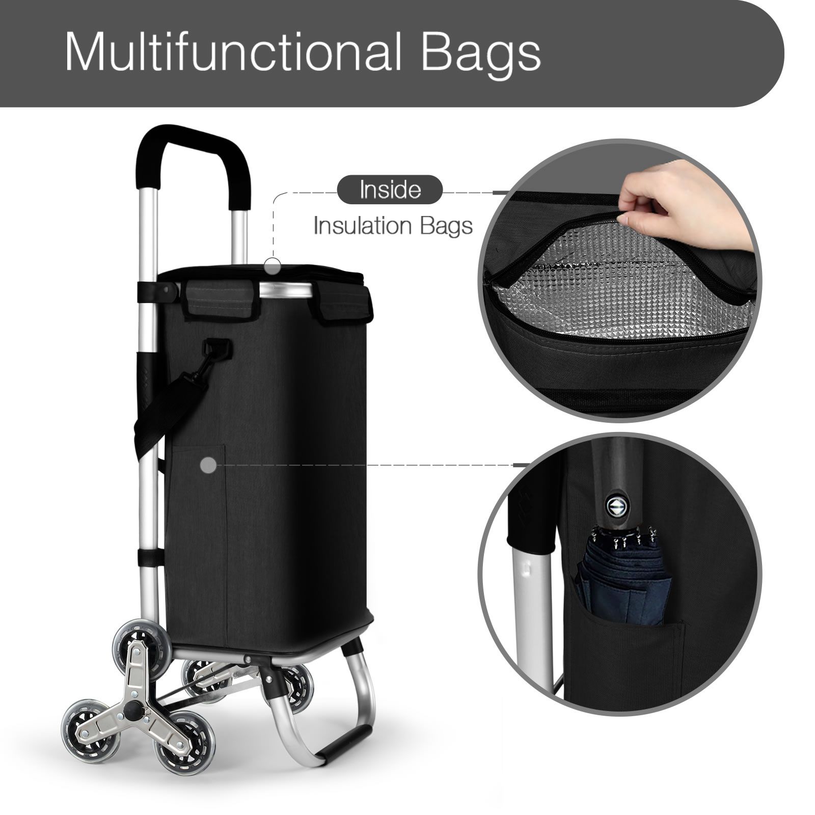 Shopping Cart Trolley Wheeled Storage Trolly Bag Grocery Foldable
