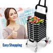 Shopping Cart Trolley Trolly Wheeled Bag Grocery Storage Foldable Market Utility Granny Stair Climbing Wheels Aluminium 50kg