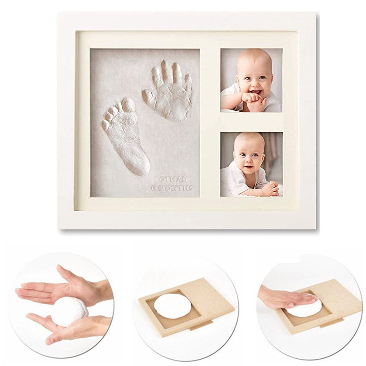 Baby Souvenirs Handprint Photo Frames  Clay Casting & Photo Memory Keepsake Frame, Baby Registry Gift & Baby Shower, Baby Boy Gift & Baby Girl Gift