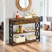 Industrial Console Table with Drawer Hall Entryway Bar Side Sofa Wooden Accent Couch Lamp Storage Shelf Display 100x30x80cm