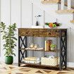 Industrial Console Table with Drawer Hall Entryway Bar Side Sofa Wooden Accent Couch Lamp Storage Shelf Display 100x30x80cm