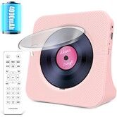 Portable CD Player with Bluetooth: 4000mAh Rechargeable Kpop Music Player with HiFi Speaker,Remote Control,LCD Display,Sleep Timer,Headphone Jack,Supports CD/Bluetooth/FM Radio/U-Disk/AUX (Pink)