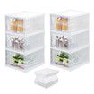 6 Tier Shoe Boxes Organiser Storage Shoebox Containers Clear Plastic Display Case Sneaker Bins Holder Stackable Folding