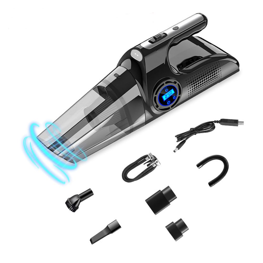 Car Vacuum Cleaner 4 in 1 Multipurpose Portable with Digital Air Compressor Pump, 6000PA, Tire Inflator for Car with LED Flashlight