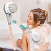 6 in 1 Rechargeable Electric Body Brush Shower Massage Exfoliating Scrubber Soft Silicone USB Wash Deep Cleaning Multifunctional Back Brush (Blue)
