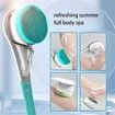 6 in 1 Rechargeable Electric Body Brush Shower Massage Exfoliating Scrubber Soft Silicone USB Wash Deep Cleaning Multifunctional Back Brush (Blue)