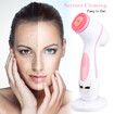 Electric Cleansing Face Brush Ultrasonic Skin Care Tool Silicone Facial Brush Skin Face Cleansing Face Massager Instrument(Pink)