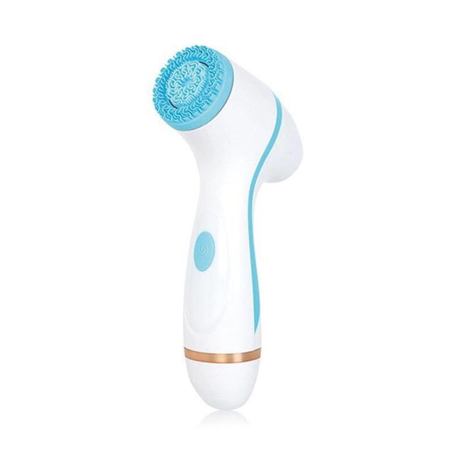 Electric Cleansing Face Brush Ultrasonic Skin Care Tool Silicone Facial Brush Skin Face Cleansing Face Massager Instrument(Blue)