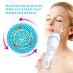 Electric Cleansing Face Brush Ultrasonic Skin Care Tool Silicone Facial Brush Skin Face Cleansing Face Massager Instrument(Blue)