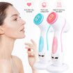 Electric Cleansing Face Brush Ultrasonic Skin Care Tool Silicone Facial Brush Skin Face Cleansing Face Massager Instrument(Blue)