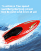 RH707 Remote Control Boat, Left and right 360 ° rotating double-sided driving light stunt boat 2.4G RC Boats Pool Toys for Adults and Kid?Red?